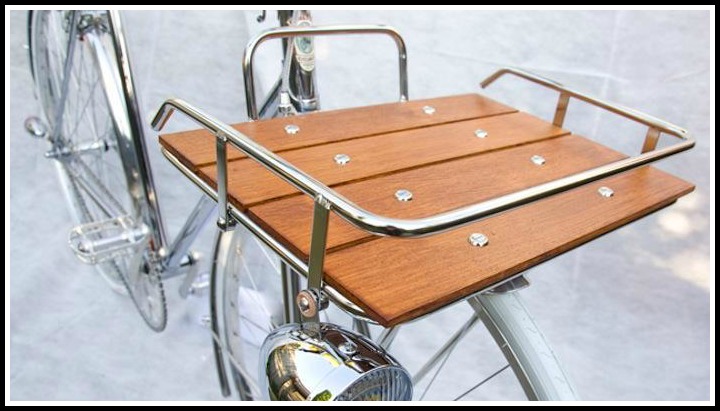 Stainless steel wood bicycle basket